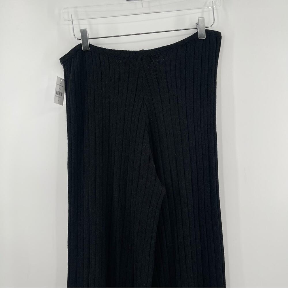 SNDYS Everyday Lounge x Revolve Baha Ribbed Knit Wide Leg Pants Black Medium NWT - Picture 14 of 16